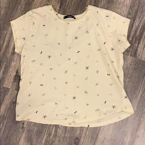 Mango Brand Printed Yellow Tee